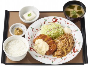 『チキン南蛮としょうが焼の人気コンビ定食』＆『ハンバーグとエビフライとから揚げの人気トリオ定食』