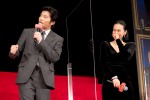 映画『総理の夫』完成披露試写イベントに登場した田中圭、中谷美紀