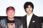 映画『空白』初日舞台あいさつに登場した（左から）古田新太、松坂桃李