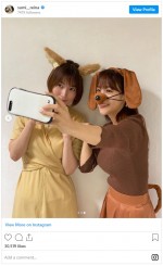 阿部華也子＆鷲見玲奈、キツネと犬に仮装　※「鷲見玲奈」インスタグラム