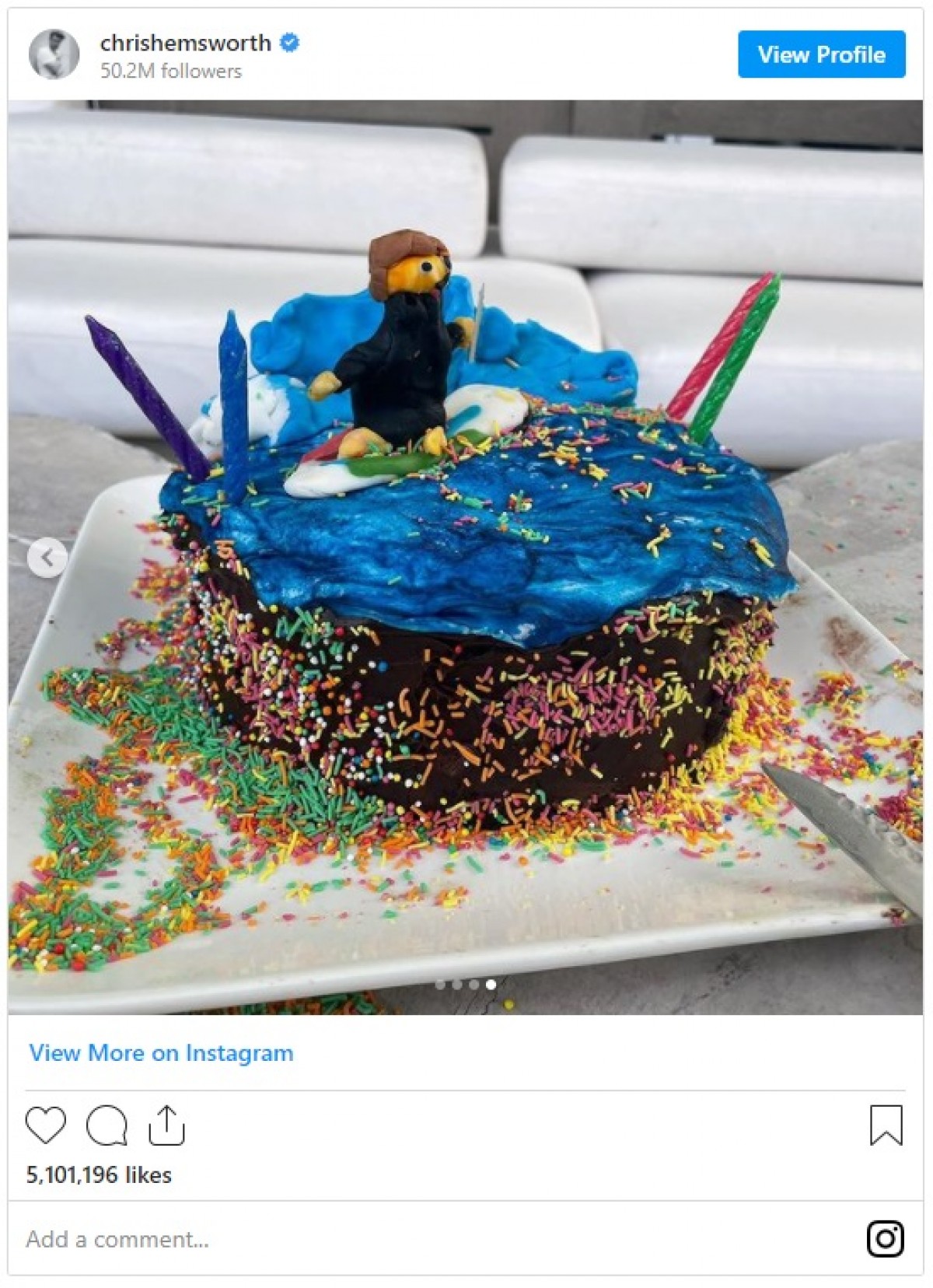 「砂糖の喜びにふけった」クリス・ヘムズワース、子どもたちの手作りケーキで誕生日をお祝い