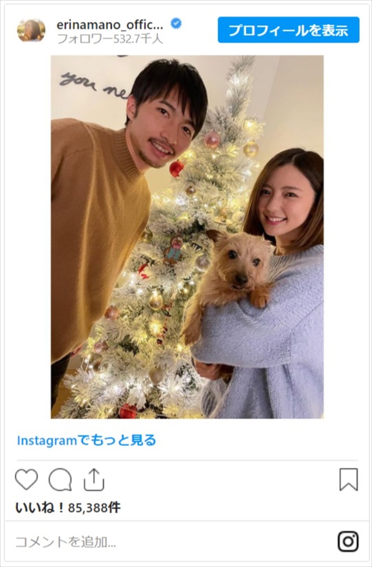 真野恵里菜、柴崎岳と幸せ夫婦ショットに反響　「お似合い夫婦」「素敵な写真」