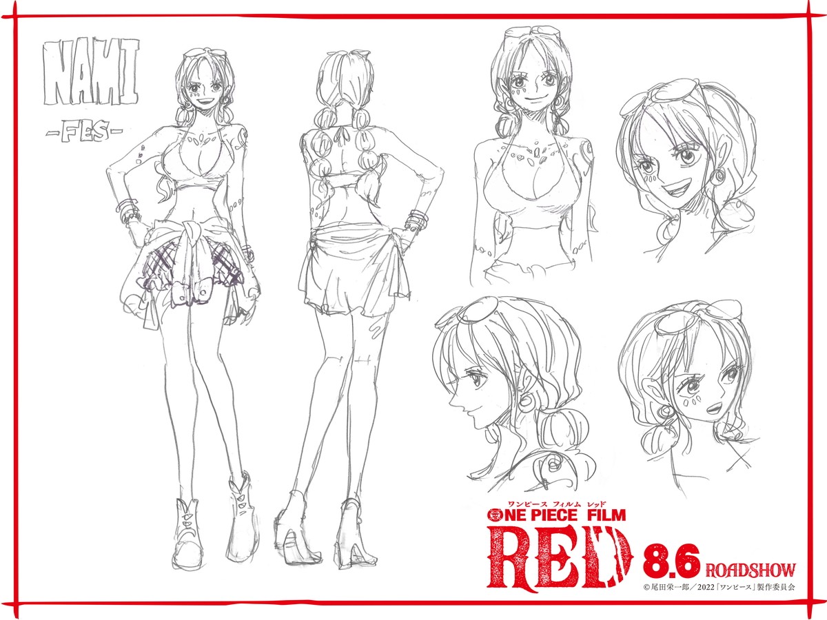 『ONE PIECE FILM RED』尾田栄一郎描きおろし“フェス衣裳”キャラ設定画を一挙解禁