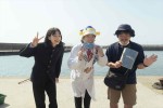 映画『さかなのこ』（左から）主演ののん、原作のさかなクン、沖田修一監督
