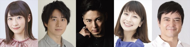 舞台『スラムドッグ＄ミリオネア』に出演する（左から）唯月ふうか、村井良大、屋良朝幸、大塚千弘、川平慈英