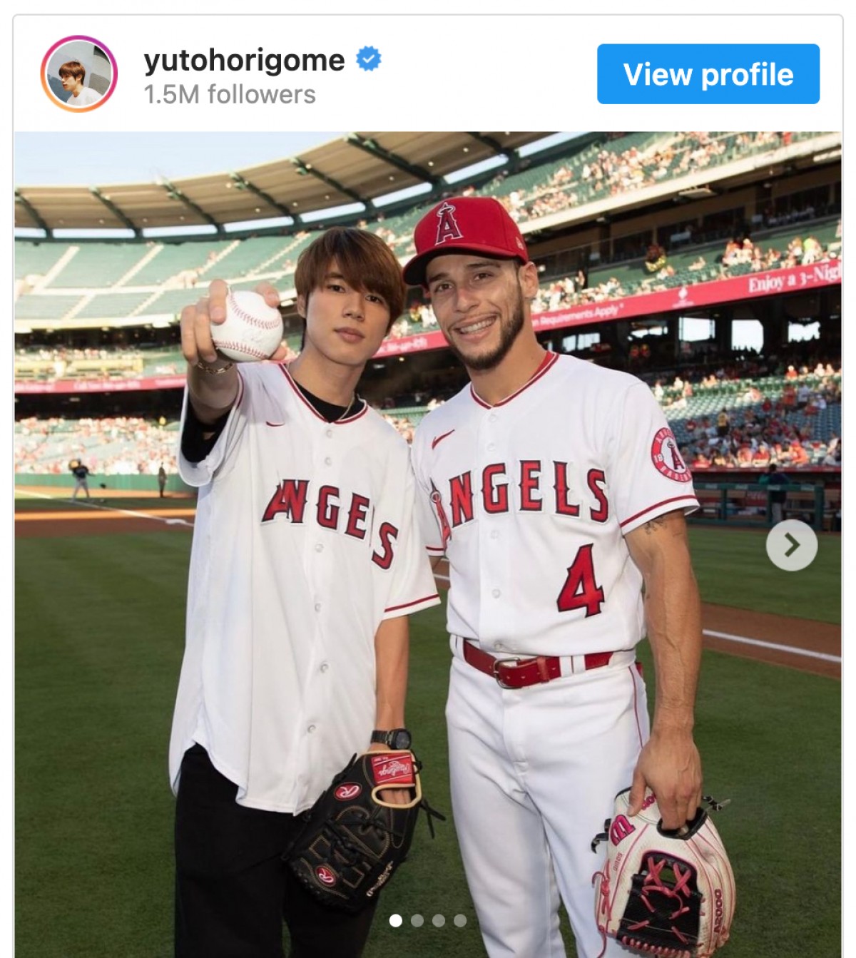 堀米雄斗、ロサンゼルス戦で初始球式「めっちゃ緊張した〜」　「大谷選手には会えた？」など反響