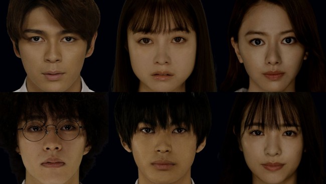 映画『カラダ探し』に出演する(左上から時計回りに)眞栄田郷敦、主演の橋本環奈、山本舞香、横田真悠、神尾楓珠、醍醐虎汰朗