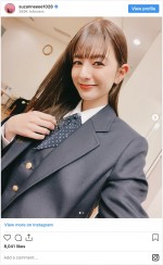 制服姿で高校卒業を報告したスザンヌ　※「スザンヌ」インスタグラム