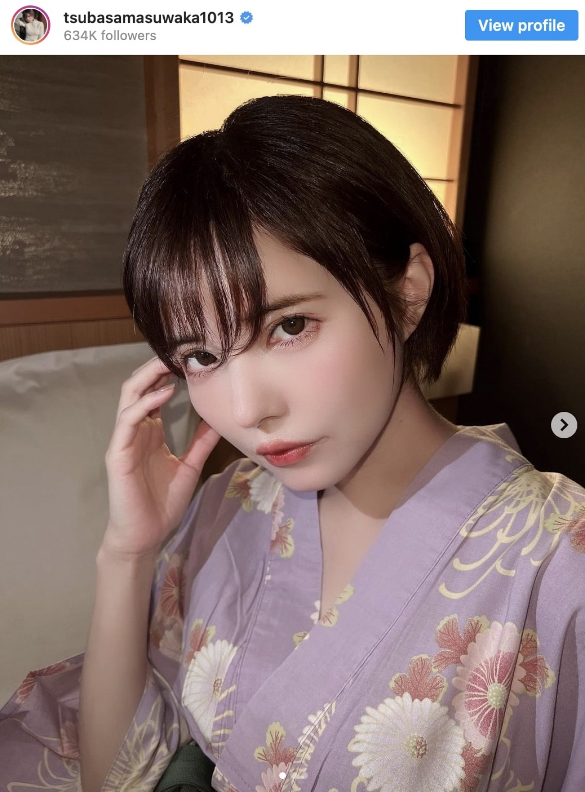 浴衣姿の益若つばさ　※「益若つばさ」インスタグラム