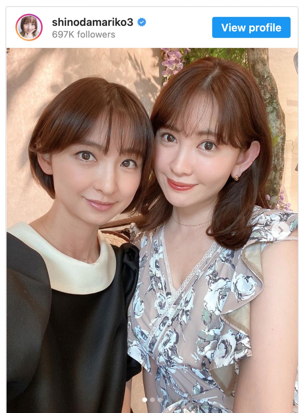 篠田麻里子、小嶋陽菜との“にゃんまり”2ショット　「癒し系に会って来ました」