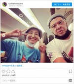 くっきー！と遭遇した丸山桂里奈 ※「丸山桂里奈」インスタグラム