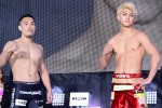 「RIZIN.40」公開計量　第3試合で対戦する中原由貴（左） vs. 鈴木千裕（右）