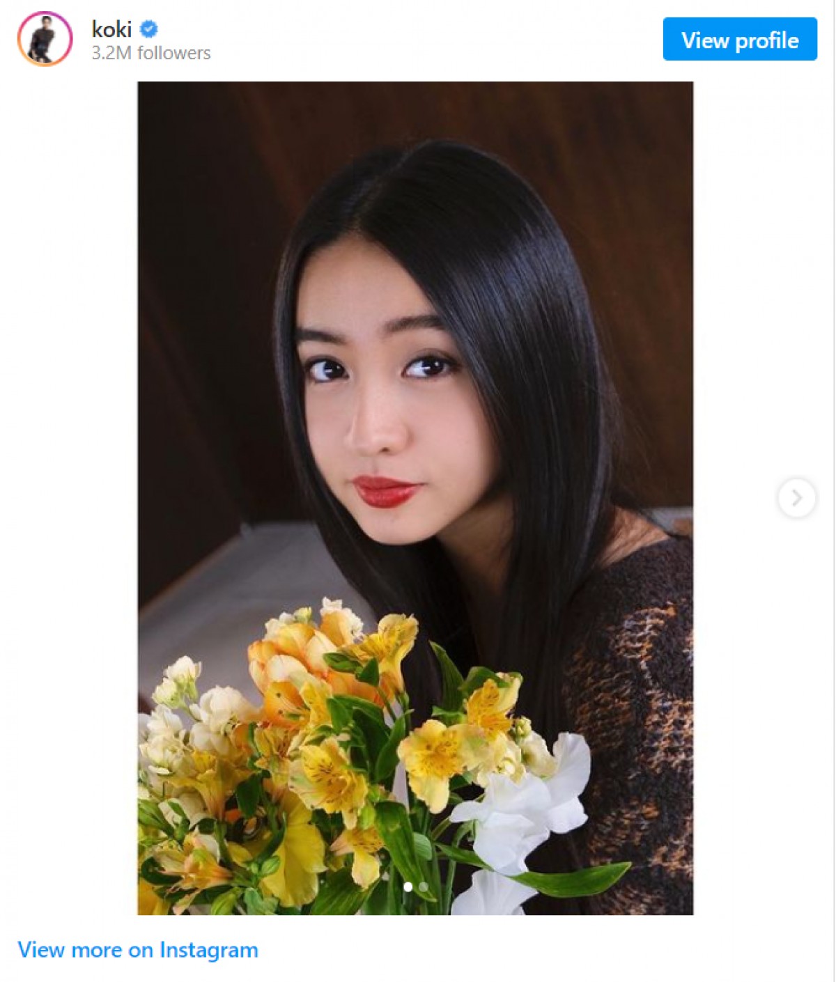 19歳の誕生日を報告したKoki, ※「Koki,」インスタグラム