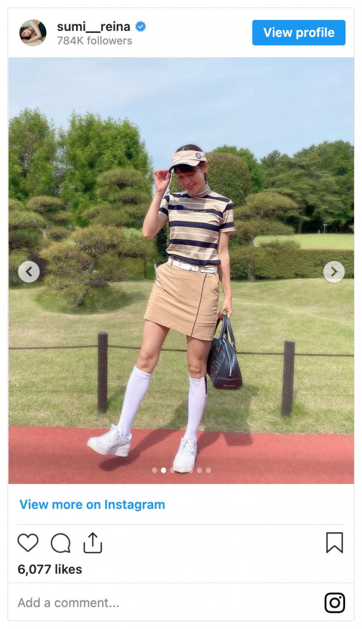 鷲見玲奈、最新ゴルフコーデに「お似合い」「スタイル抜群」の声