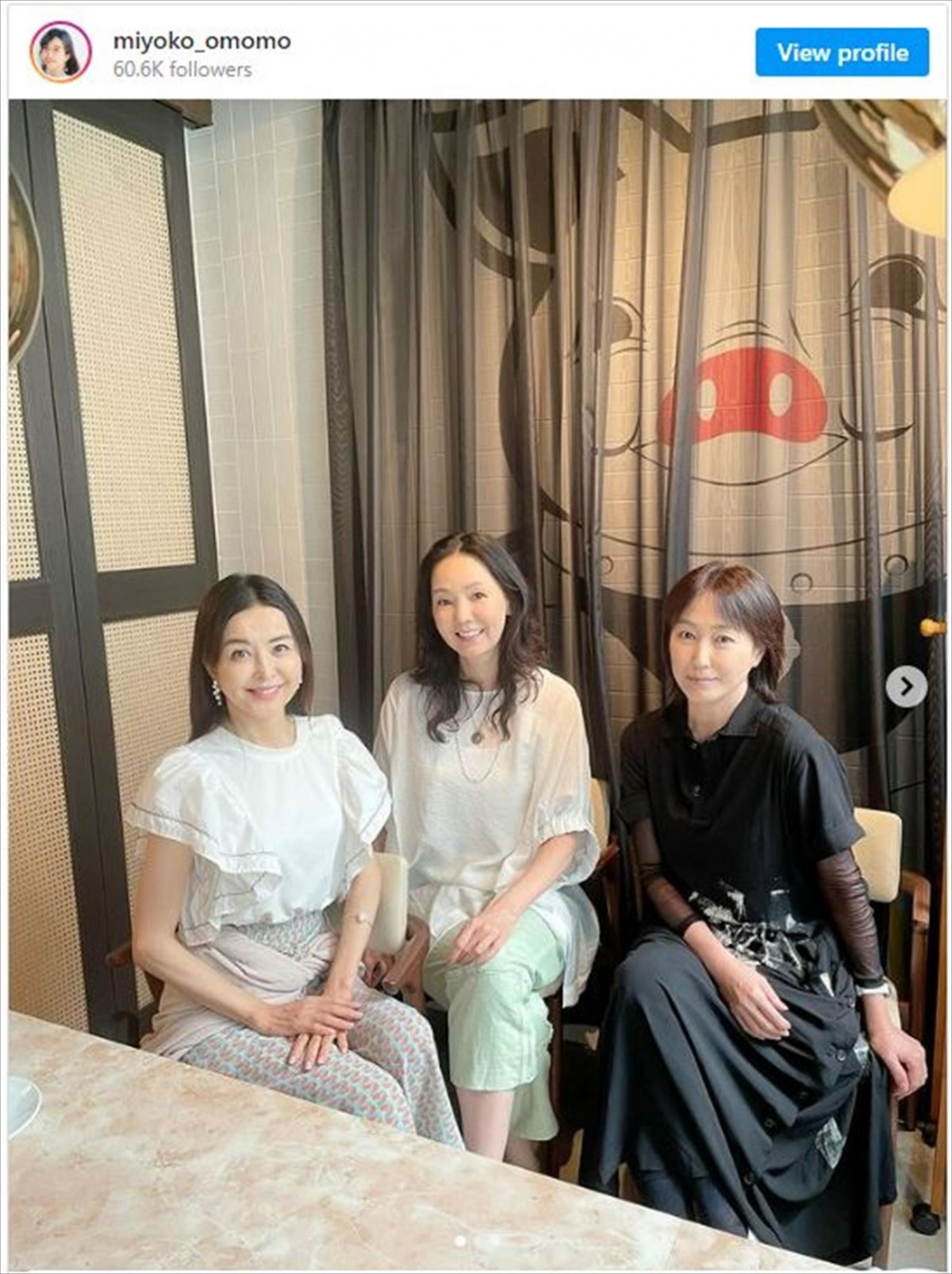 とよた真帆、高島礼子とランチを楽しんだ大桃美代子 ※「大桃美代子」インスタグラム