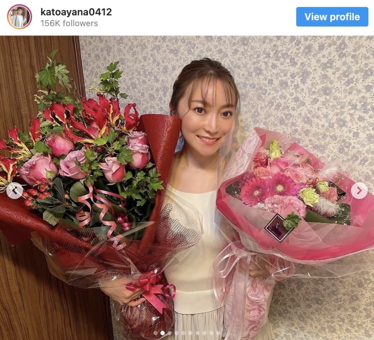 34歳の誕生日を迎えた加藤綾菜 ※「加藤綾菜」インスタグラム