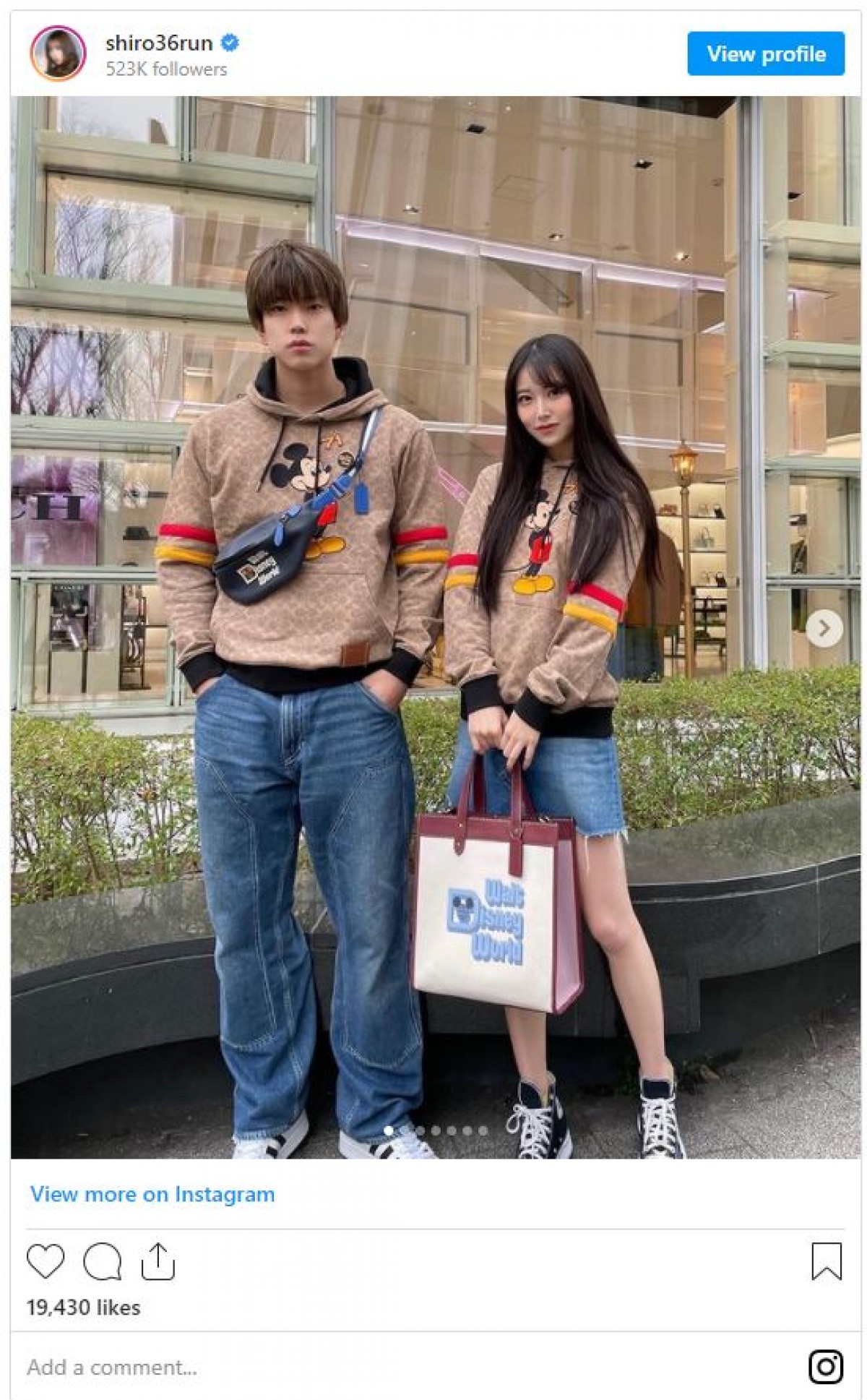白間美瑠、イケメン弟・太陽とお揃い“ディズニーコーデ”に反響「カップルみたい」