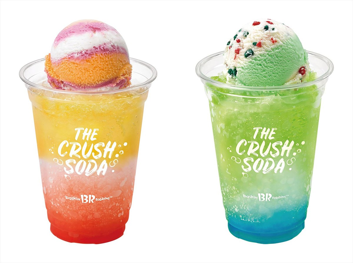 サーティワン“夏限定ソーダ”がついに登場！　シュワシュワ炭酸×ザクザク氷にアイスをON