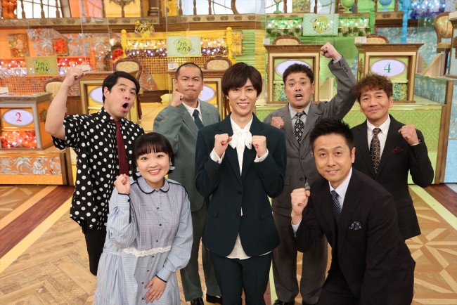 『今夜はナゾトレ』より(上段左から)タカアンドトシ、阿部亮平(Snow Man)、くりぃむしちゅー、(下段左から)柳原可奈子、宇治原史規(ロザン)