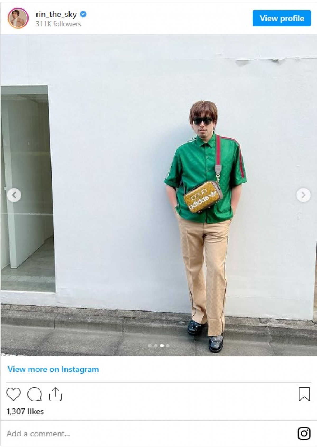 EXITりんたろー。adidas×GUCCIコラボアイテム全身コーデに反響