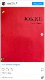 『ジョーカー』新作脚本？をトッド・フィリップスが投稿　※「トッド・フィリップス」インスタグラム