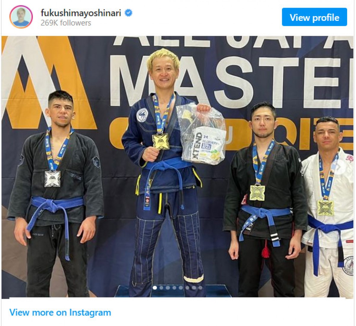 44歳・ガリットチュウ福島善成、全日本柔術大会で優勝を報告　「マジで死ぬかと思いました」