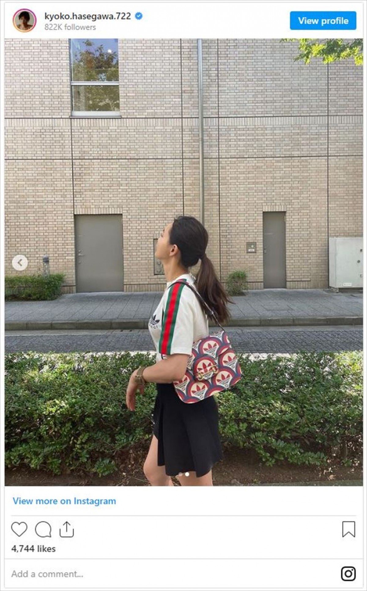 長谷川京子アディダス×グッチのコラボアイテムコーデ披露「暑い...けれどお洒落は楽しみたい」