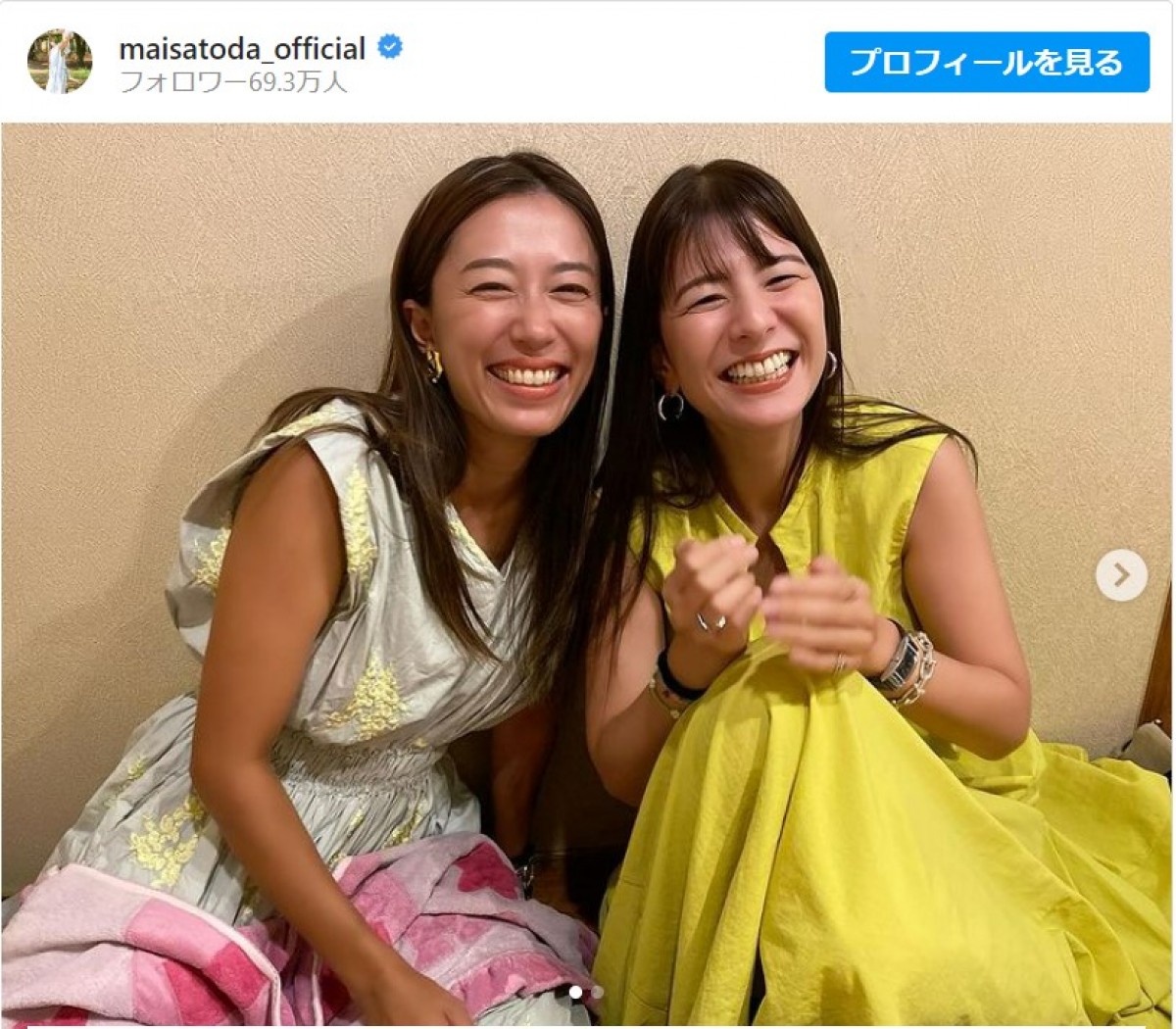 里田まい＆スザンヌの再会2ショット　※「里田まい」インスタグラム