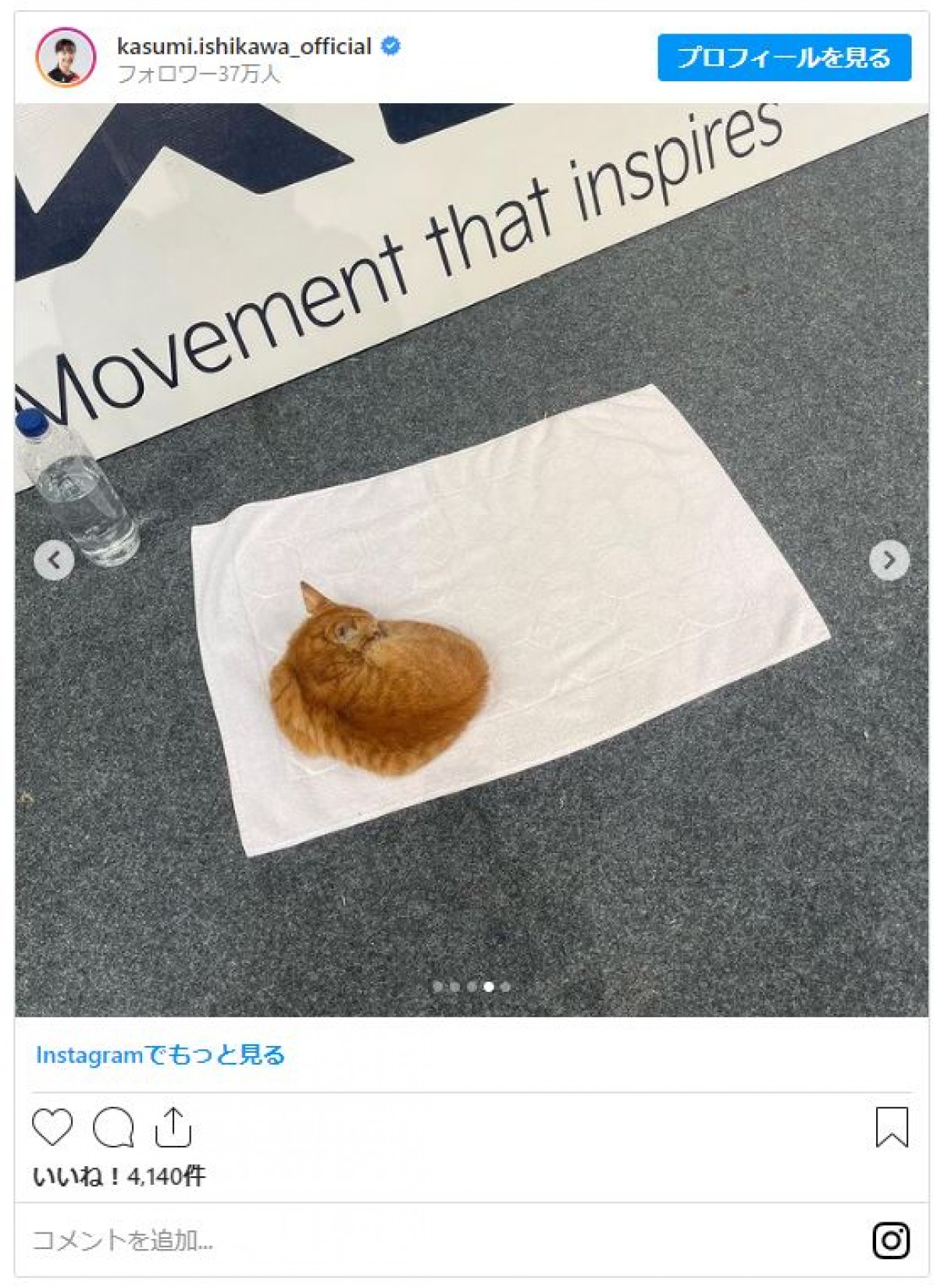 石川佳純、卓球会場に“珍しいお客さん”「実家で飼っていたので、とても懐かしく嬉しかった」