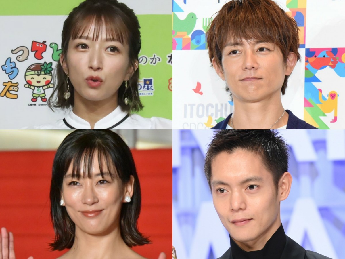 (左上から時計回りに)辻希美、杉浦太陽、窪田正孝、水川あさみ
