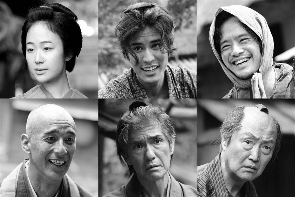 映画『せかいのおきく』に出演する(上段左から)黒木華、寛一郎、池松壮亮、(下段左から)眞木蔵人、佐藤浩市、石橋蓮司
