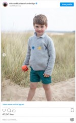ルイ王子4歳のポートレートが公開　※「キャサリン妃＆ウィリアム王子」インスタグラム