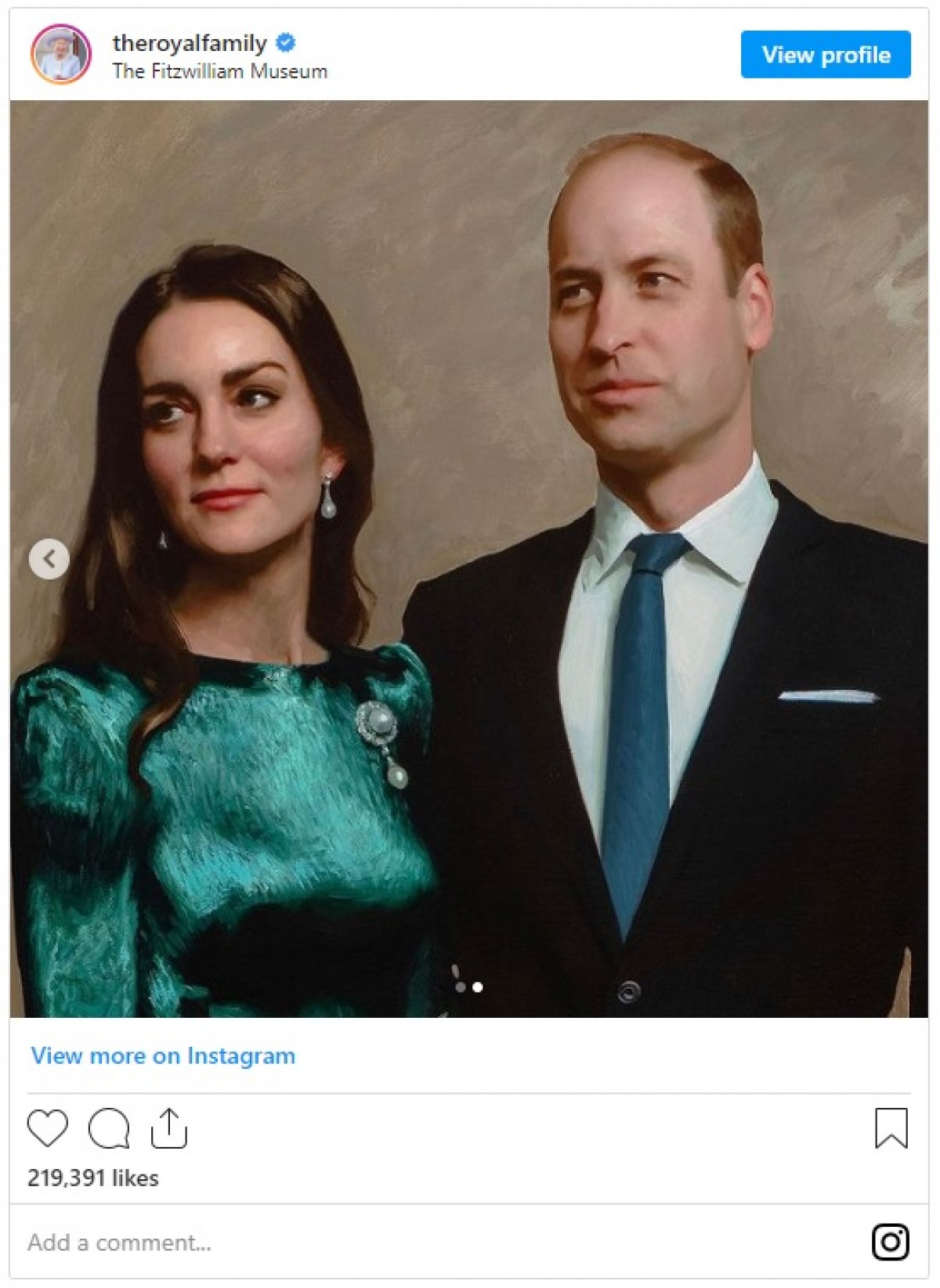 英王室ウィリアム王子とキャサリン妃、初の2ショットの肖像画が完成