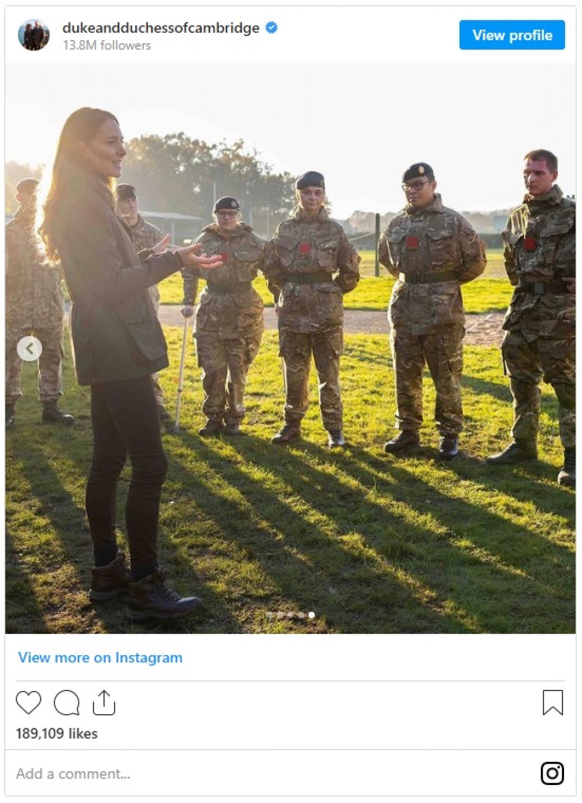 英王室キャサリン妃、軍隊記念日にミリタリールックをSNSで公開