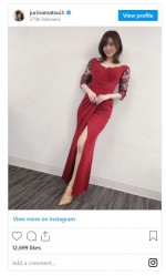 松井珠理奈、赤いドレスで大人コーデ　※「松井珠理奈」インスタグラム
