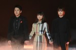 TBS DRAMA COLLECTION 2022 Spring!!　日曜劇場『マイファミリー』会見に登場した（左から）二宮和也、大島美優、多部未華子