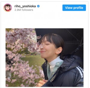 吉岡里帆、満開の桜とたわむれる姿に「いい写真」「桜になりたい」の声