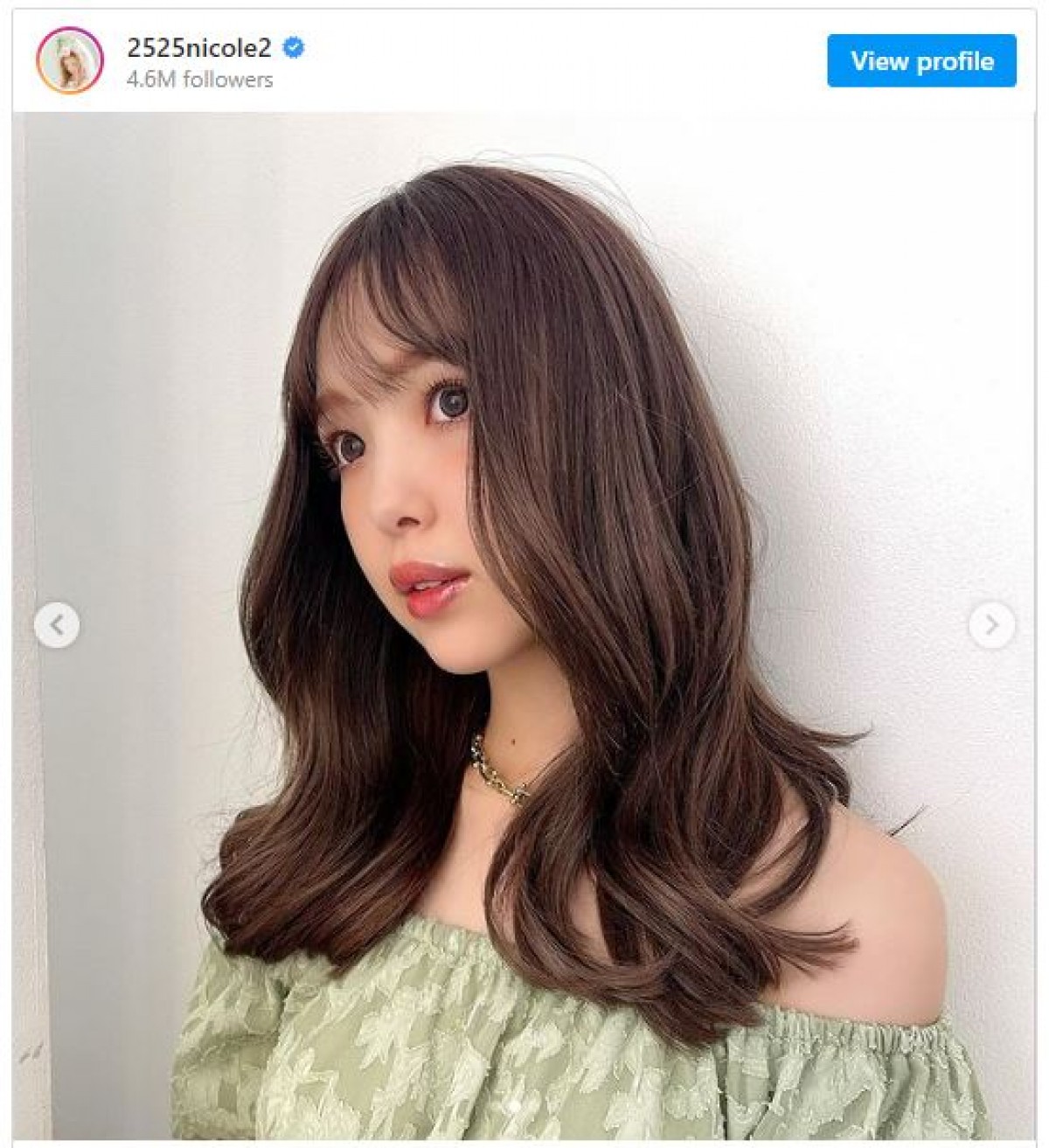 大人びた雰囲気ただよう藤田ニコル“イメチェン”ショット　※「藤田ニコル」インスタグラム