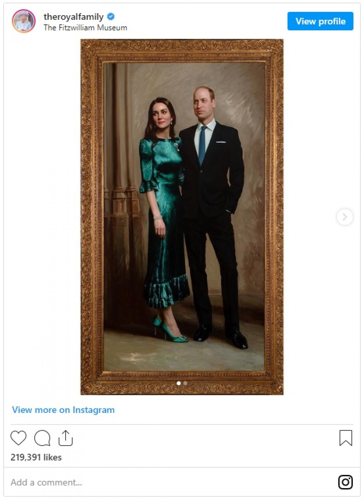 英王室ウィリアム王子とキャサリン妃、初の2ショットの肖像画が完成