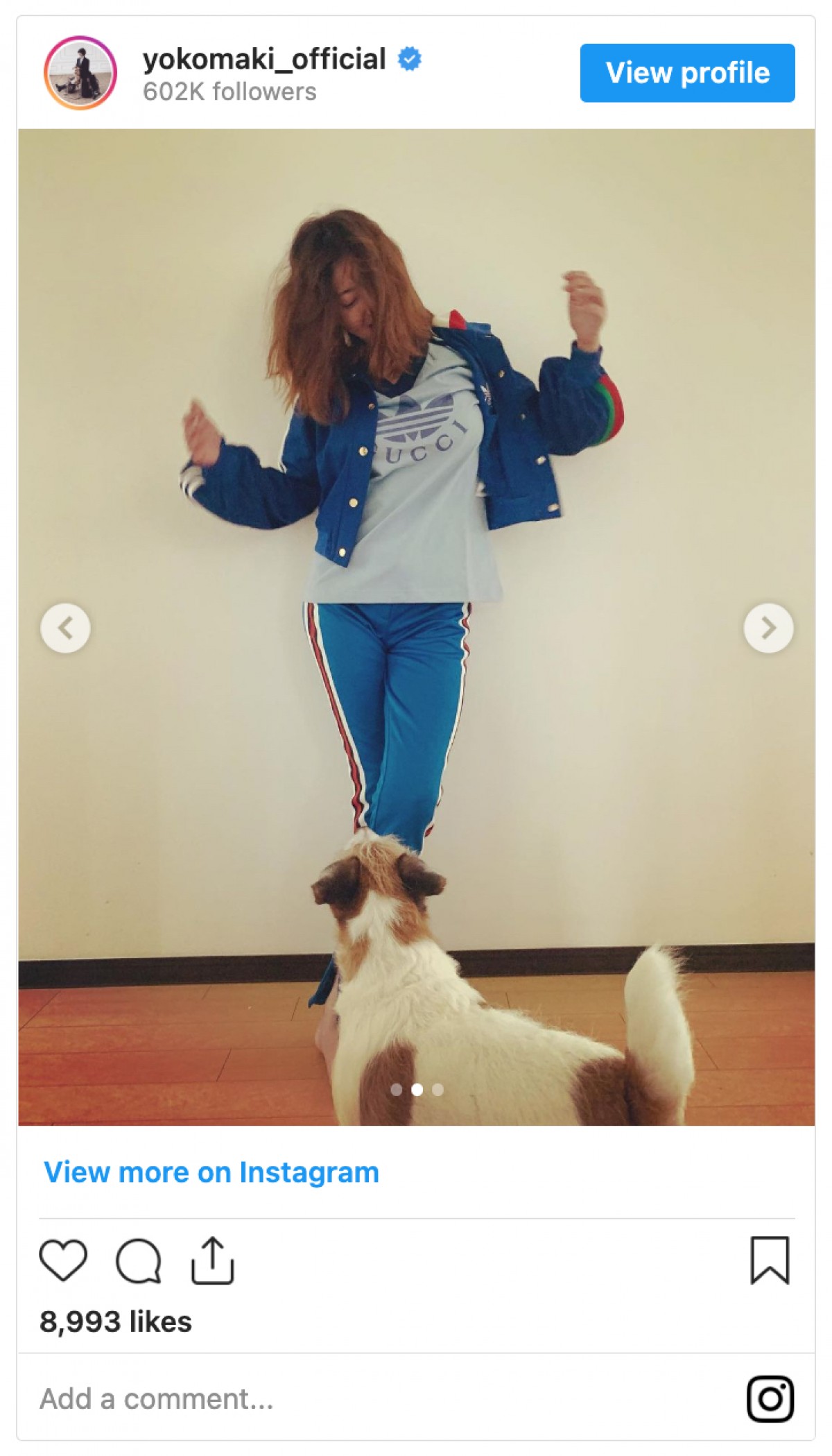 真木よう子、adidas×GUCCIコラボにテンションMAX　躍動感あるショットに反響