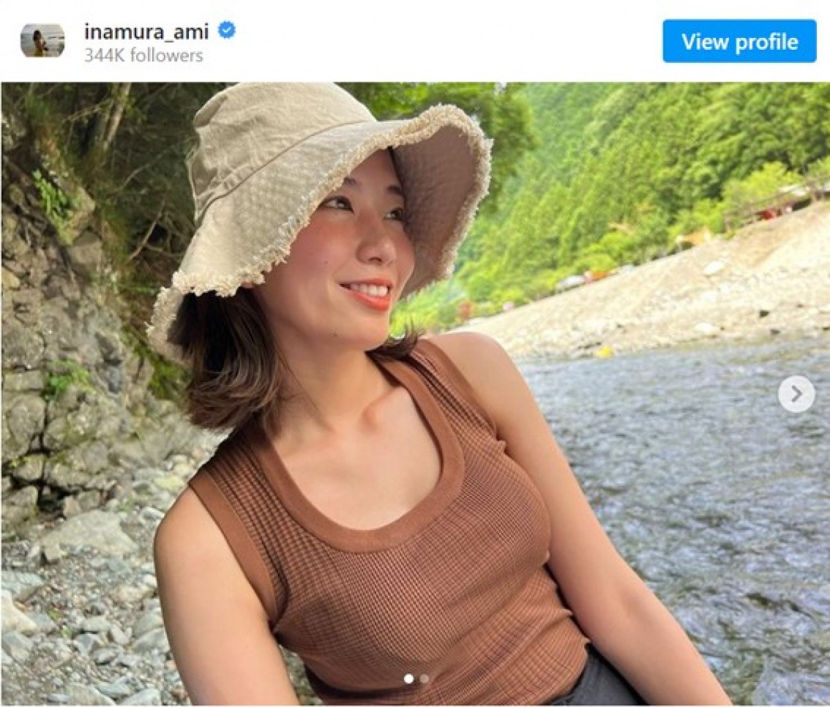 稲村亜美、夏あふれるノースリーブ姿　「ますます美人に」「顔が火照ってる？」の声