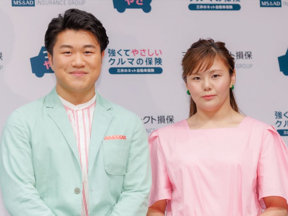 「三井ダイレクト損保 企業宣言&新商品」発表会に出席した(左から)佐々木健之介、門倉凛