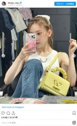 宮脇咲良、ポニーテール×舌出しショット　※「宮脇咲良」インスタグラム