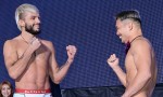 「RIZIN.40」公開計量　第4試合で対戦するジョニー・ケース（左） vs. 大尊伸光（右）