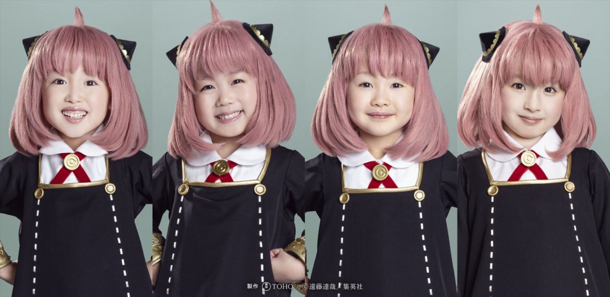 ミュージカル『SPY×FAMILY』アーニャ役の(左から)池村碧彩、井澤美遥、福地美晴、増田梨沙