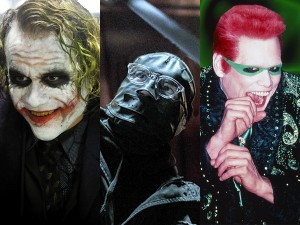 左から、『ダークナイト』ジョーカー（ヒース・レジャー）、『THE BATMAN－ザ・バットマン－』リドラー（ポール・ダノ）、『バットマン フォーエヴァー』リドラー（ジム・キャリー）
