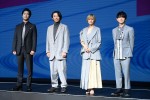 TBS DRAMA COLLECTION 2022 Spring!!　金曜ドラマ『インビジブル』会見に登場した（左から）桐谷健太、高橋一生、柴咲コウ、有岡大貴