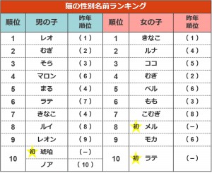 ペットの名前ランキング2022