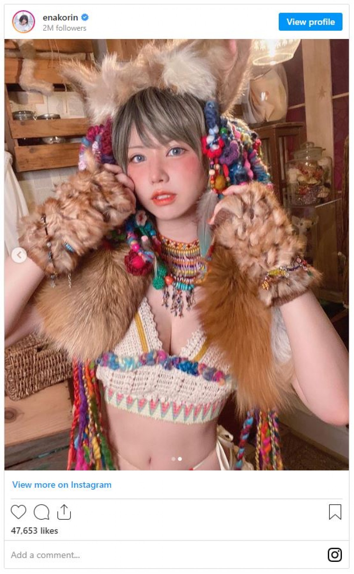 えなこ、もっふもふコスプレがかわいい「安定の破壊力」「最高」の声