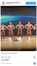 なかやまきんに君が出場した「東京マスターズボディビル選手権大会」の模様　※「なかやまきんに君」インスタグラム